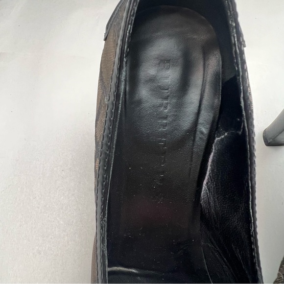 Burberry Smoked Nova Check Pumps Leather Canvas House Check Heels 37.5 7US - Picture 7 of 10